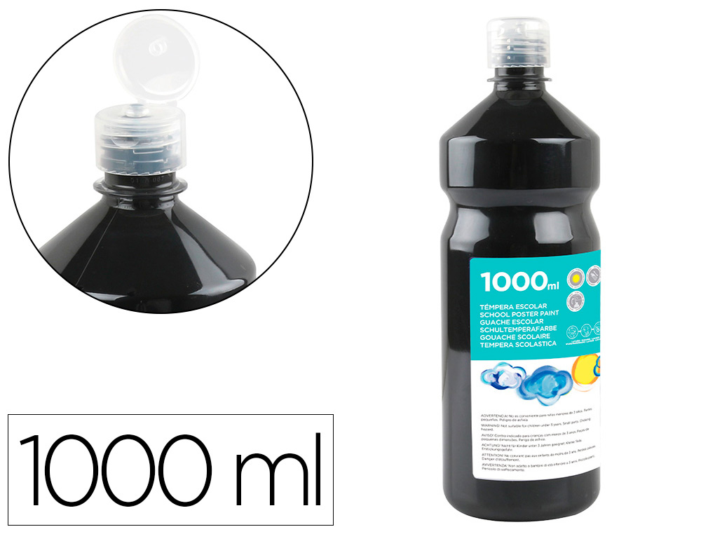 TEMPERA LIQUIDA LIDERPAPEL ESCOLAR 1000 ML NEGRO